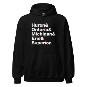 The Great Lakes – Unisex Hoodie – Light Print + Dark Fabric