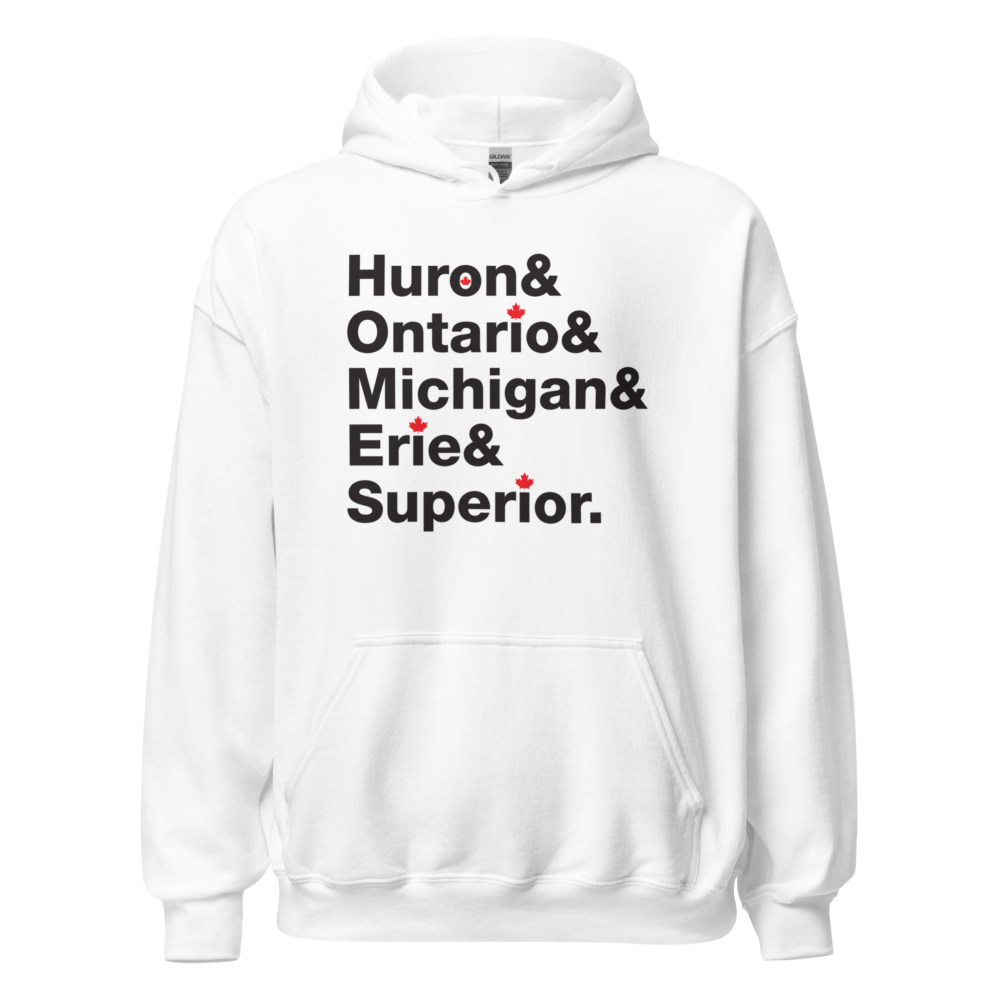The Great Lakes - Unisex Hoodie - Dark Print + Light Fabric - Image 2